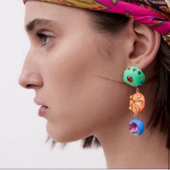 Zara Mismatched Colorful Jewel Earrings - Picture 2 of 3
